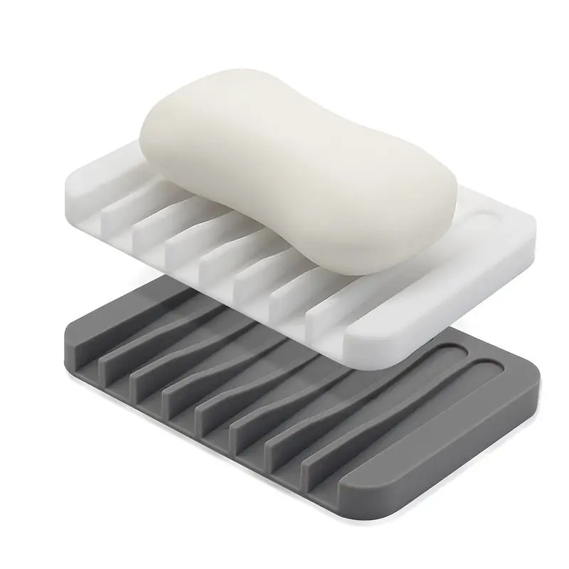Selfdraining Silicone Soap Dish Keeps Soap Dry Grey White Black