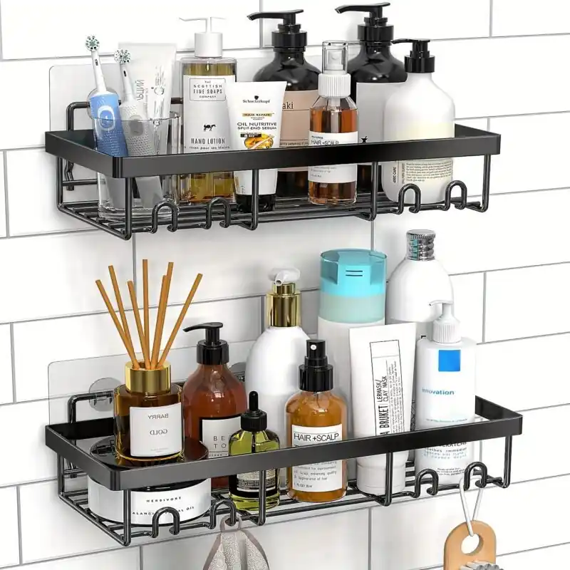 Rustresistant Stainless Steel Shower Caddy With Hooks For Bathroom Organization
