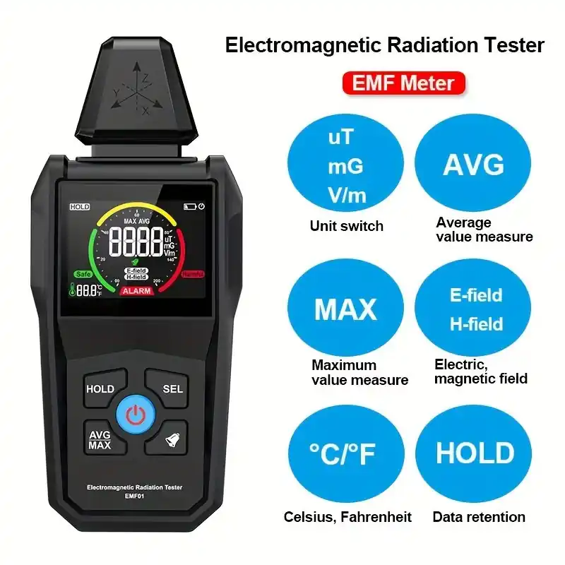 Advanced Digital Emf Meter Color Screen Handheld Electromagnetic Field Detector