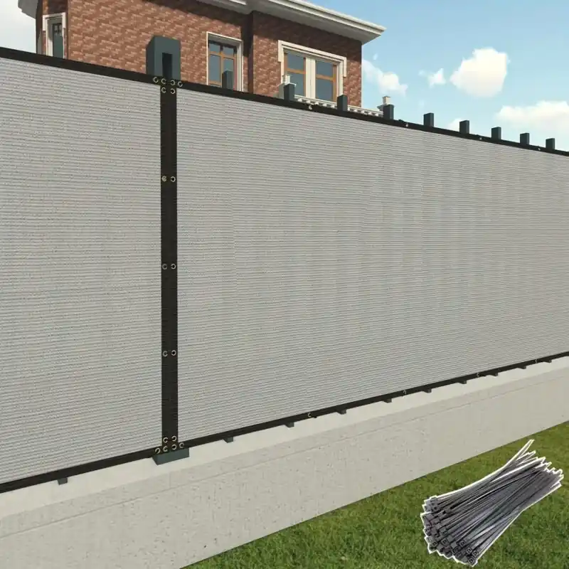 Gery Privacy Screen Heavy Duty Garden Fence Mesh Cover With Ties