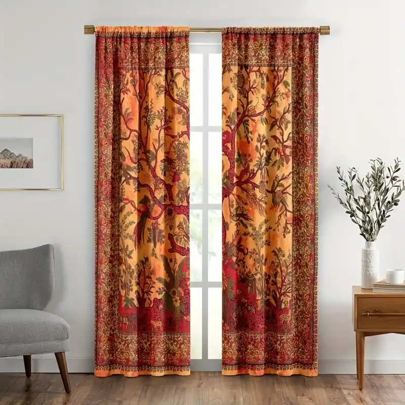 Boho Life Tree Window Curtains Bedroom Living Room Dorm Decor