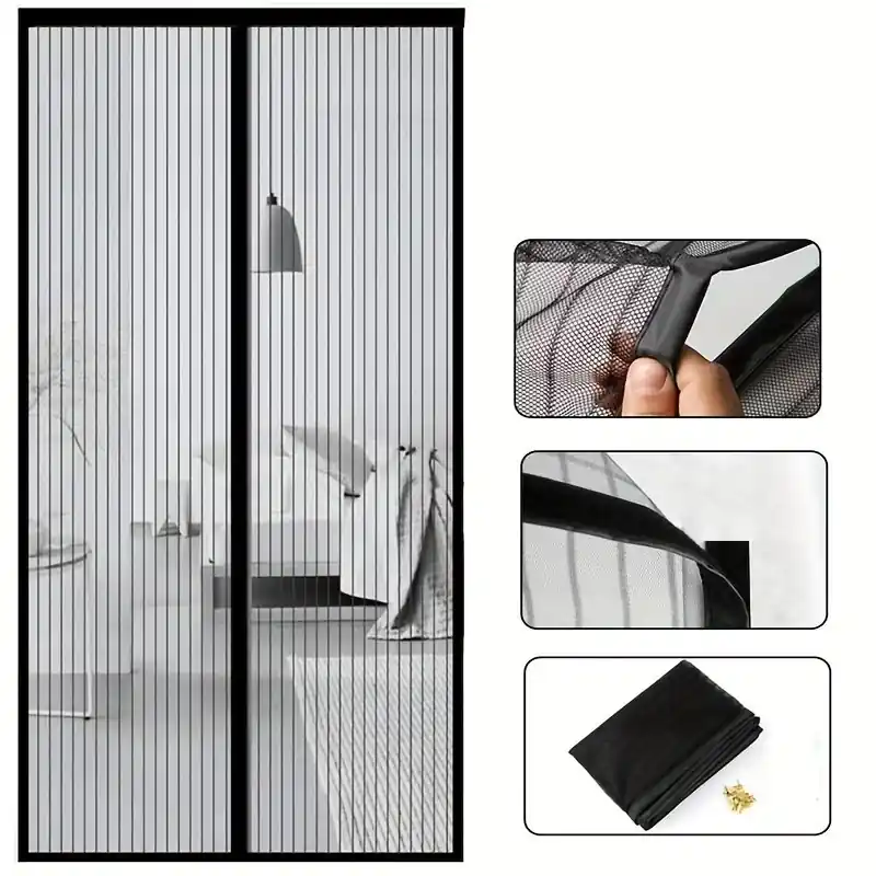 Heavy Duty Magnetic Mosquito Screen Door Automatic Close Antibug Mesh