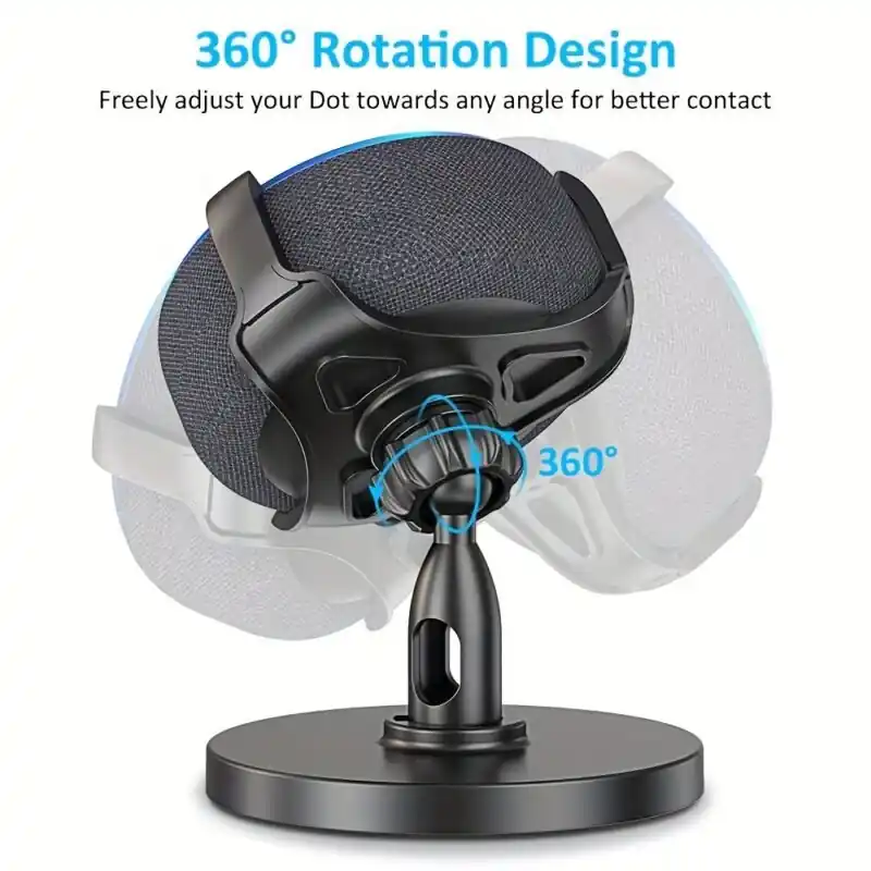 360 Adjustable Echo Dot 3rd Gen Stand With Cable Management Blackwhite