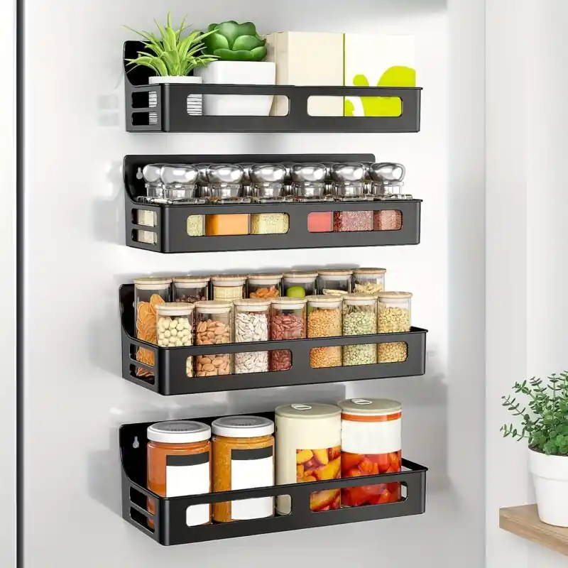Magnetic Spice Rack Set For Kitchen Refrigerator Plastic Organizer