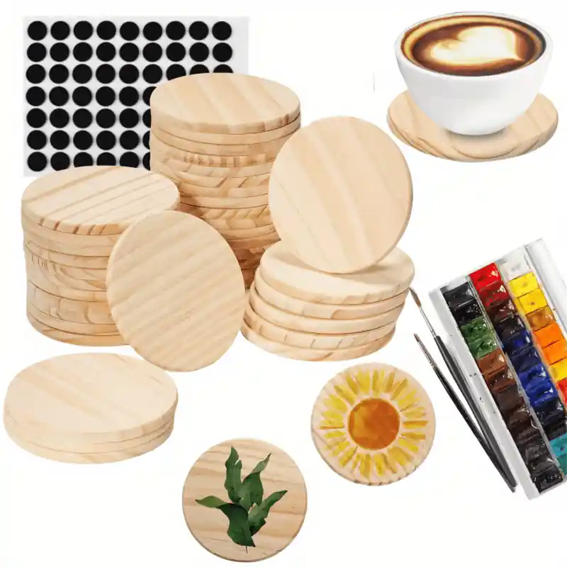 Unfinished Round Wood Coasters For Diy Projects 581624pcs