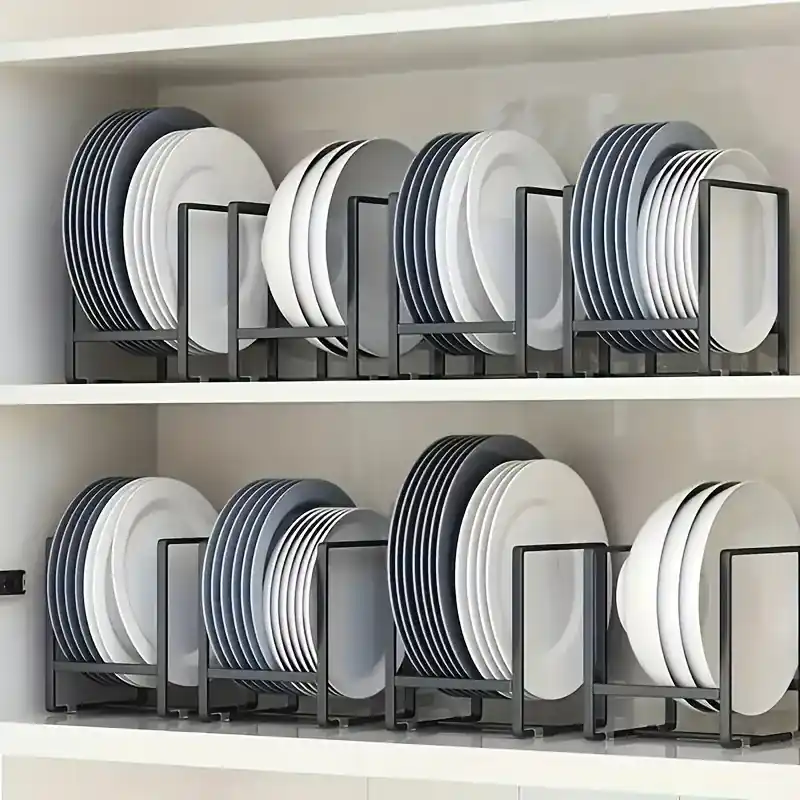Spacesaving Large Capacity Cabinet Plate Organizer With Drain Function