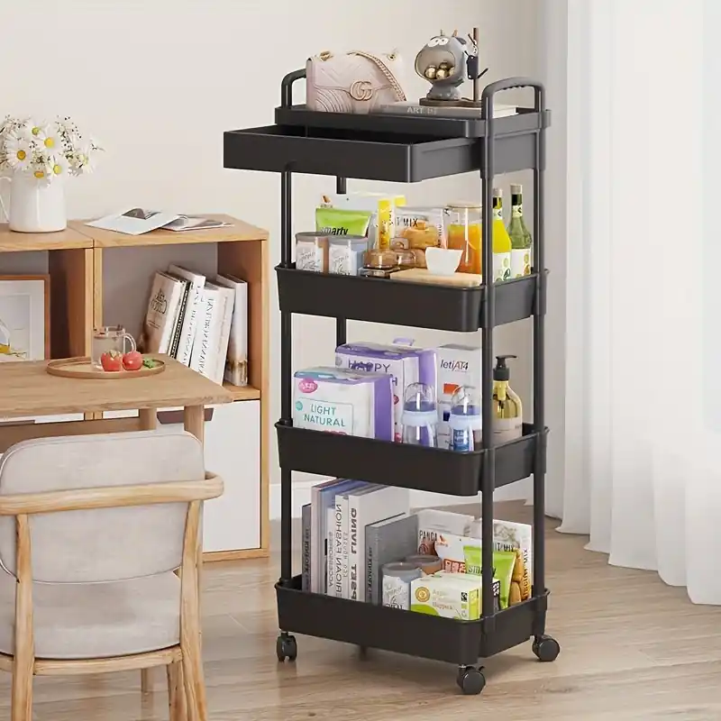 Adjustable Multilayer Floortoceiling Trolley For Kitchen Bathroom Living Room