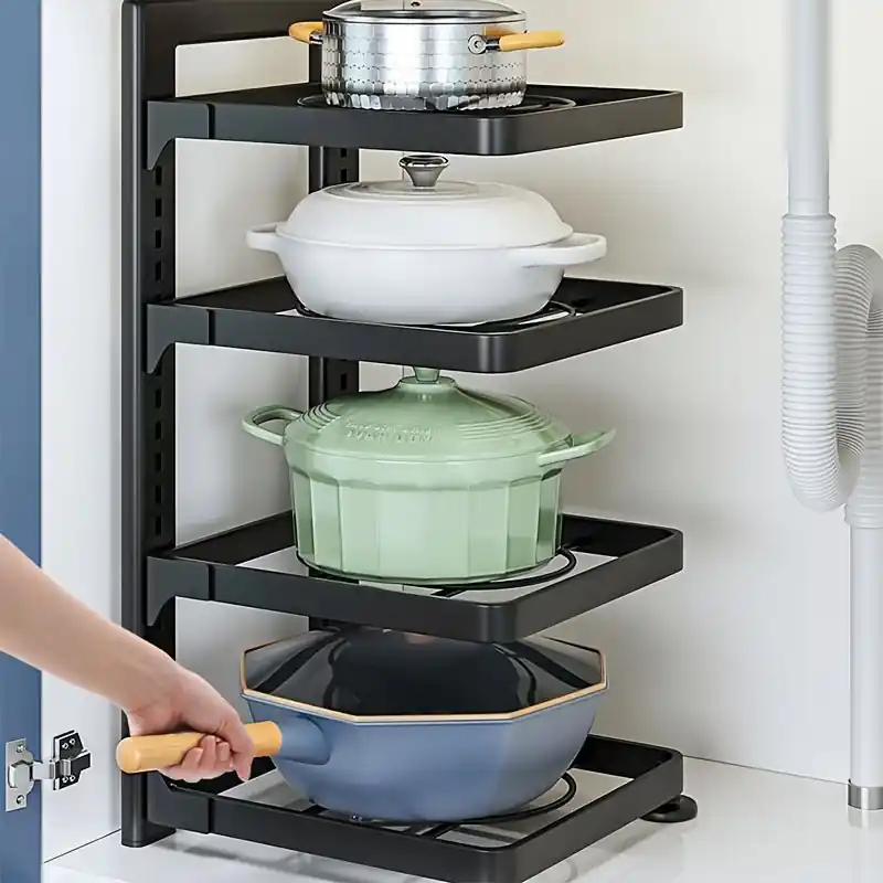 Adjustable Stainless Steel Multitier Under Sink Kitchen Storage Rack