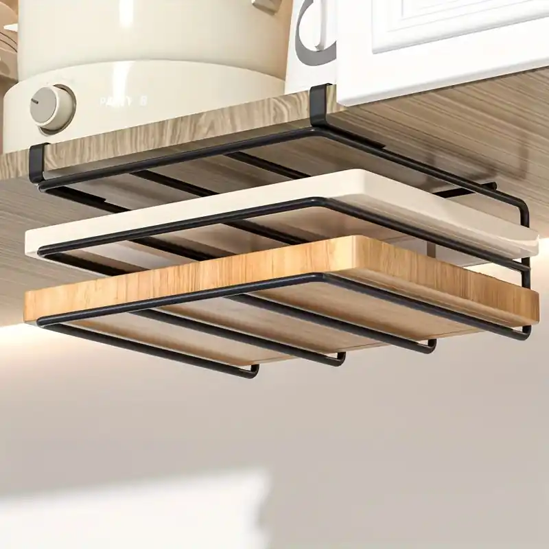 Metal Cutting Board Holder Under Cabinet Shelf Door Organizer