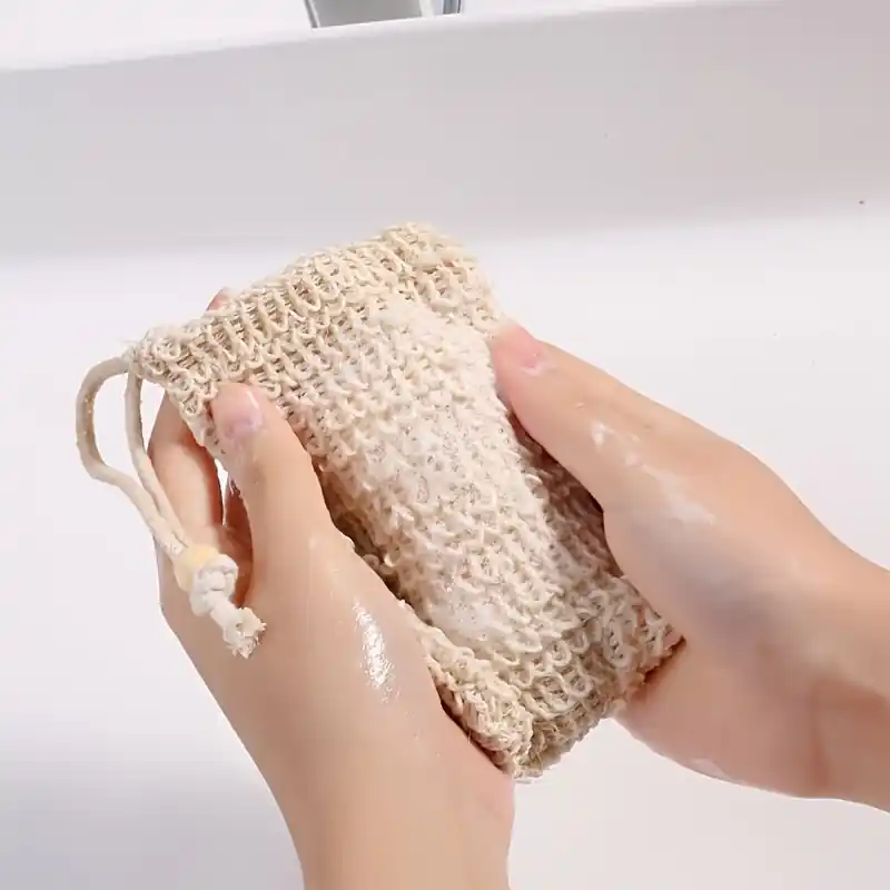 Natural Sisal Soap Saver Bags Exfoliating Lathering Double Layer Mesh