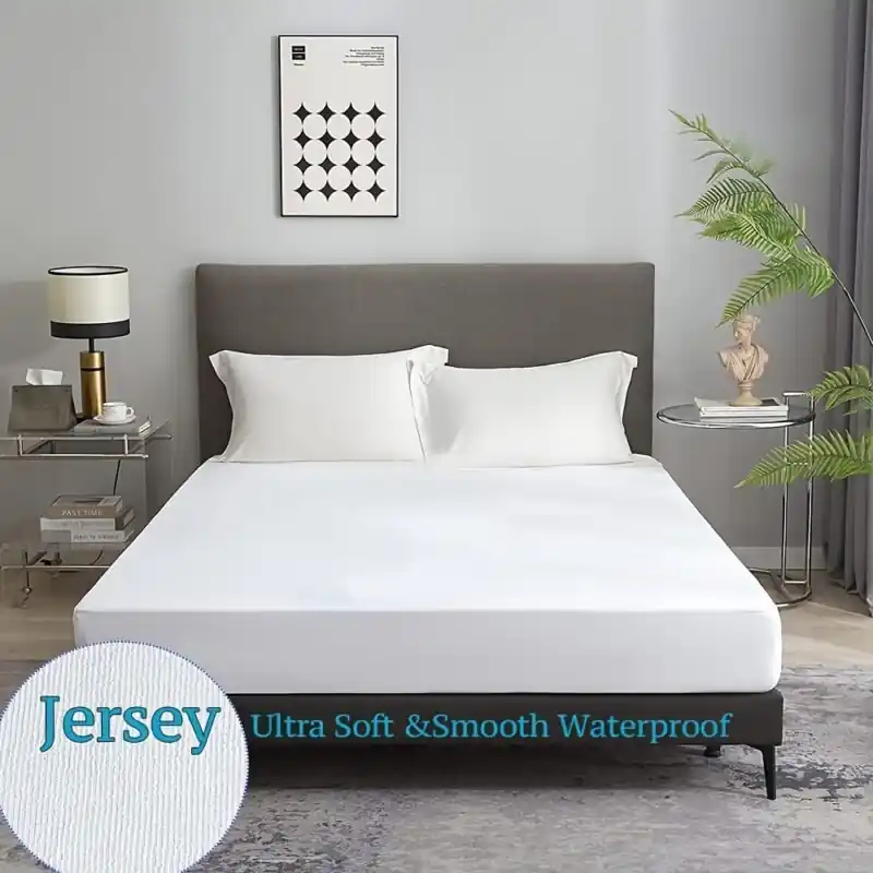 1pc Waterproof Breathable Noiseless Mattress Protector With Deep Pockets White
