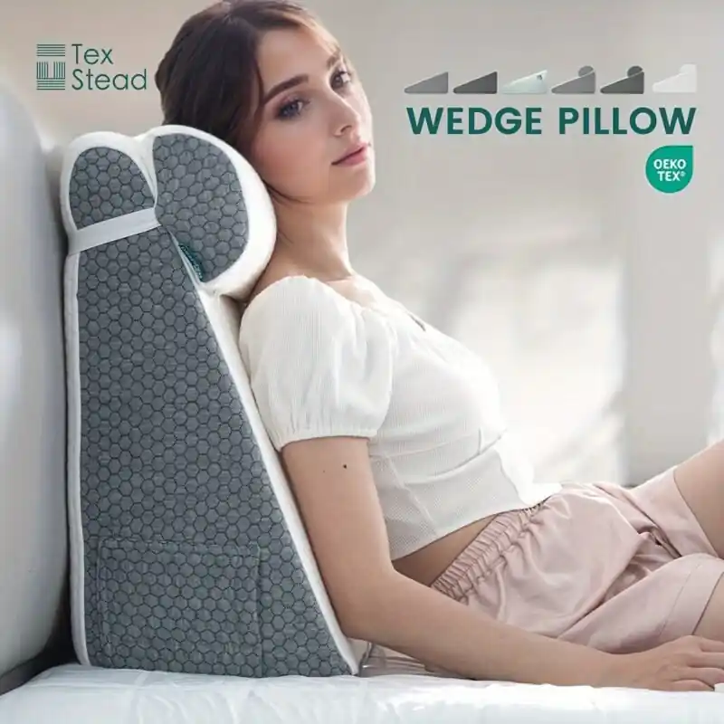 Memory Foam Bed Wedge Pillow For Back Leg Knee Support Removable Cover