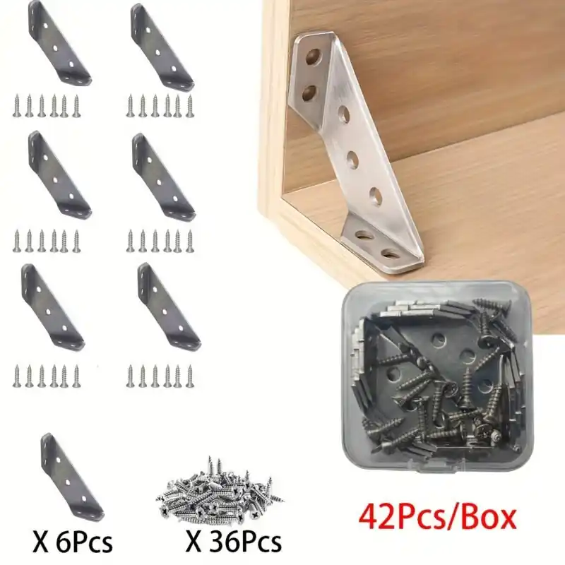 Heavy Duty Stainless Steel Corner Brackets 42pcs With Screws