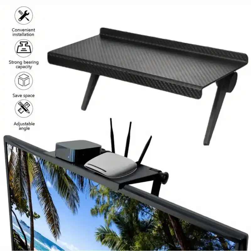 Adjustable Top Shelf For Tv Monitor Nodrill Installation Solution
