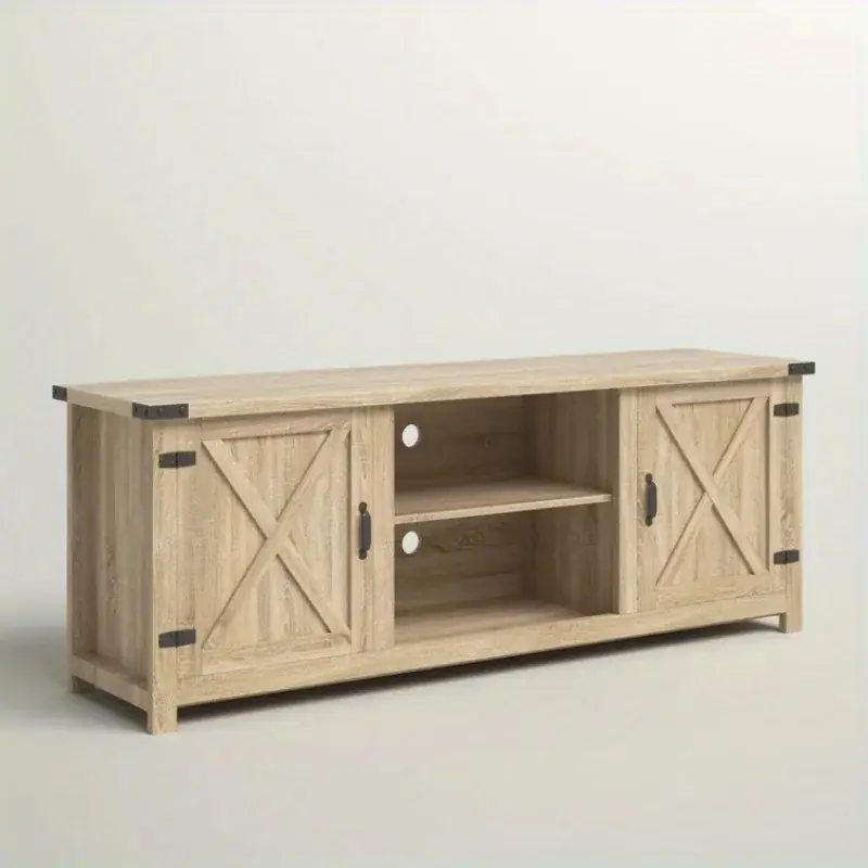 Farmhouse Tv Stand For 65 Inch Double Barn Doors Storage Cabinets