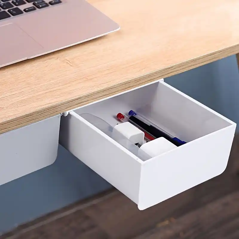 Adjustable Undertable Drawer Storage Box Office Classroom Home Organization