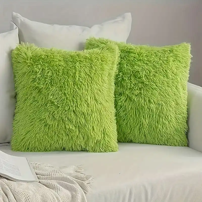 Set Of 2 Luxury Fluffy Throw Pillow Covers 16×16 Inch