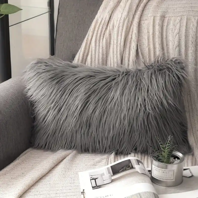 Luxurious Faux Fur Throw Pillow Cover For Sofa Bed Car 12×20