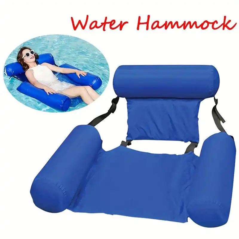 Inflatable Pvc Water Hammock Chair Foldable Floating Pool Lounger Mat