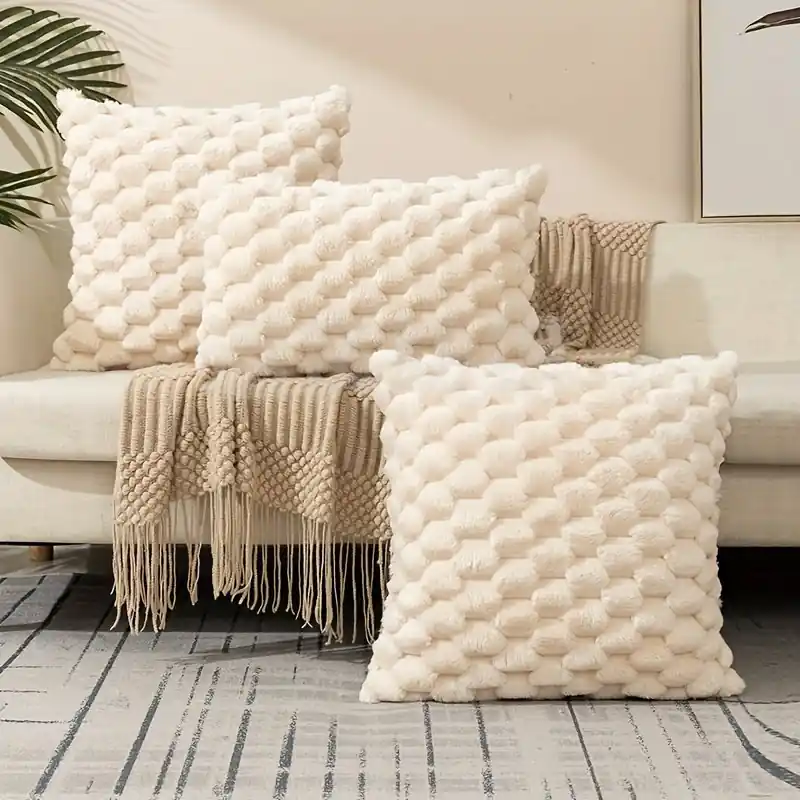 Luxury Bohochic Faux Fur Pillow Cover Soft Cozy Easyclean Decor