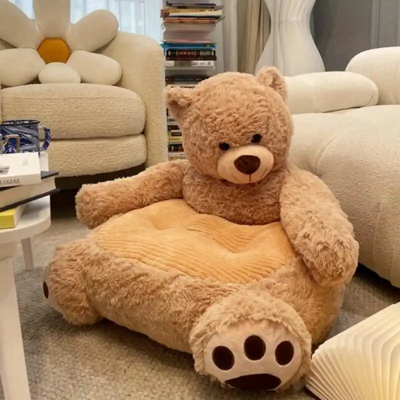 Cute Kaki Little Bear Sofa Cozy Cartoon Lazy Chair For Kids