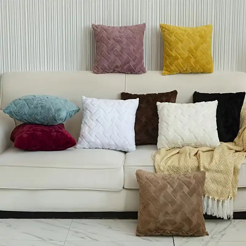 Deluxe 17x17in Faux Fur Throw Pillow Cover Luxury Decorative Cushion