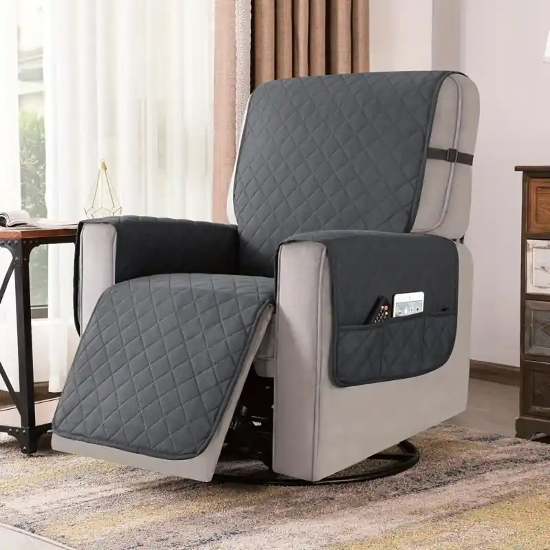 Washable Nonslip Recliner Slipcover With Elastic Straps Pet Friendly