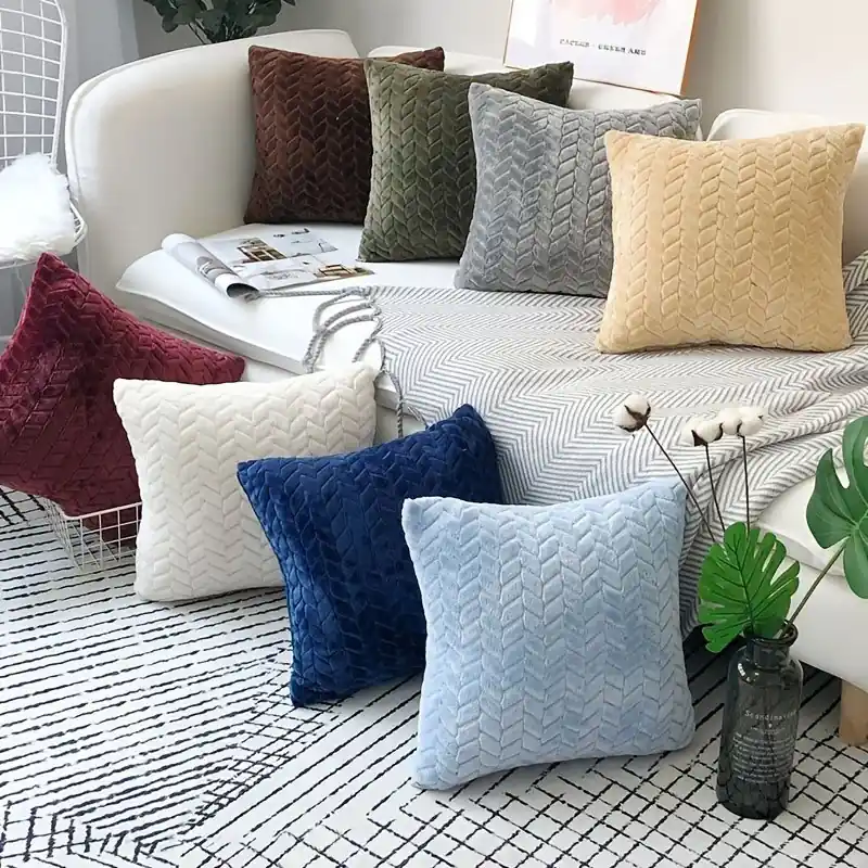 Luxurious Faux Fur Geometric Pillow Cover Modern Decor Easy Zip