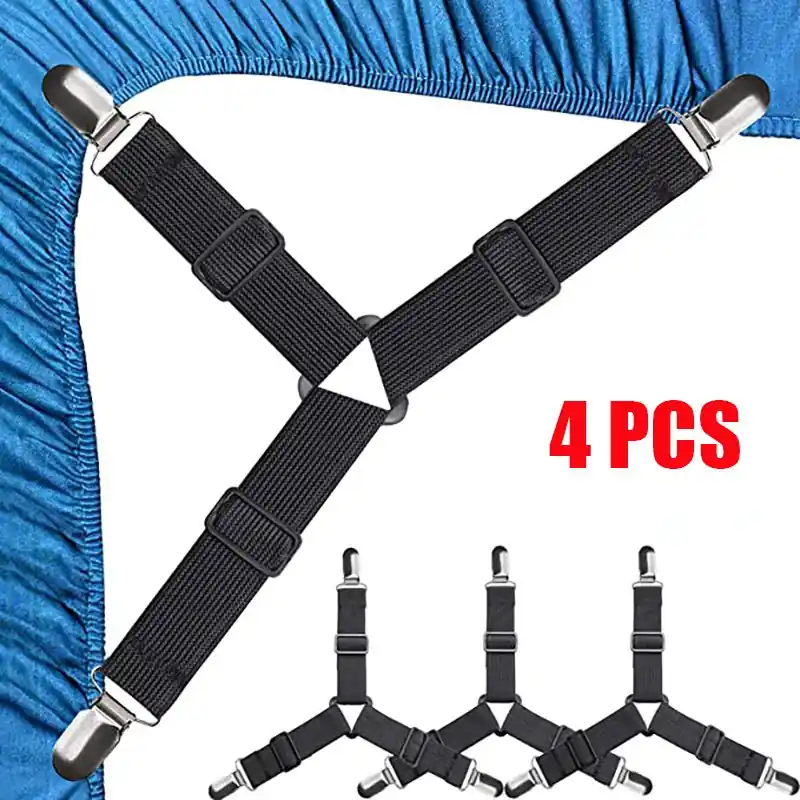 4pcs Adjustable Triangle Bed Sheet Straps Secure Mattress Corners Securely