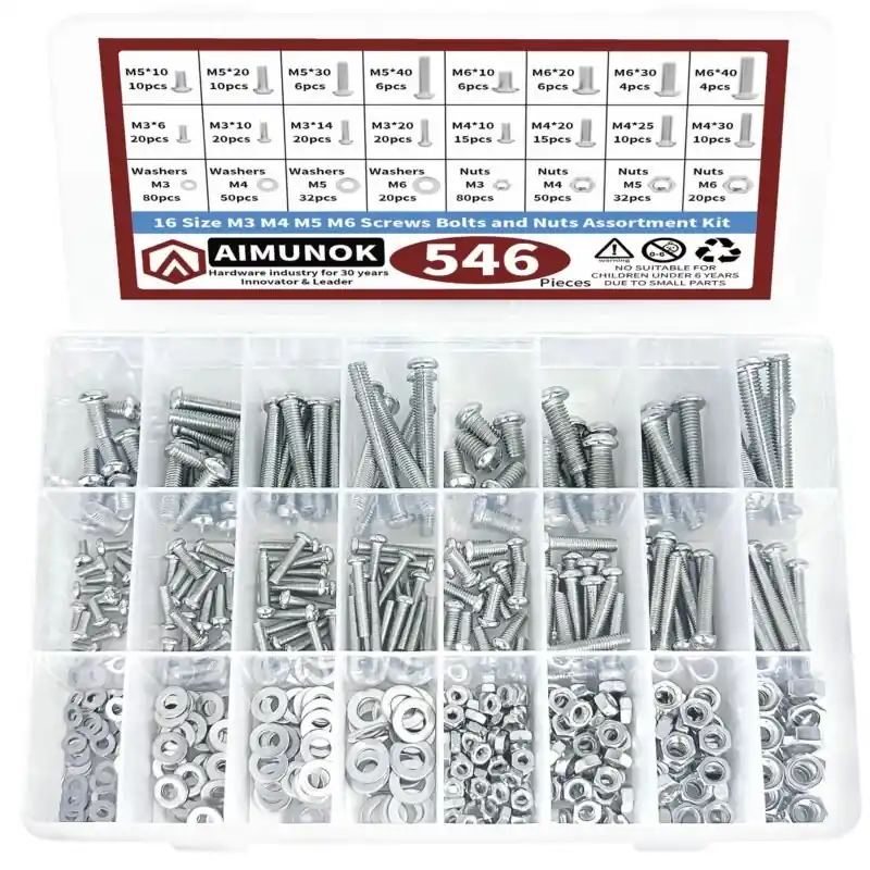 Metric Screws Bolts Nuts Assortment Kit 180546pcs M3m6