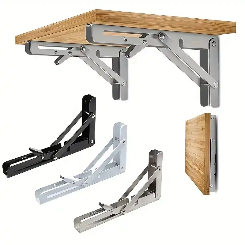 Heavy Duty Folding Stainless Steel Shelf Brackets Spacesaving Wallmounted