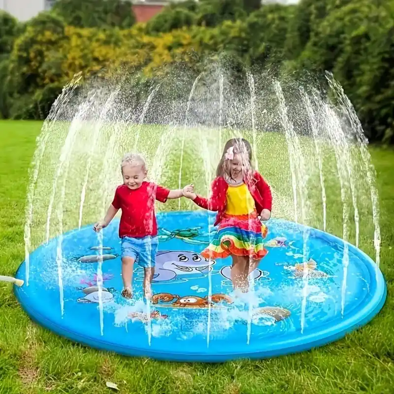 Kids Dolphin Water Spray Mat Round Summer Outdoor Splash Pad