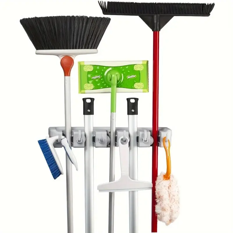 Heavy Duty Self Adhesive Broom Mop Holder Wall Mounted Organizer