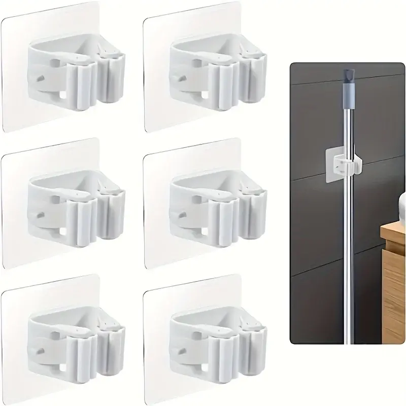 3pcs Self Adhesive Wall Mounted Broom Mop Holder For Home Garage