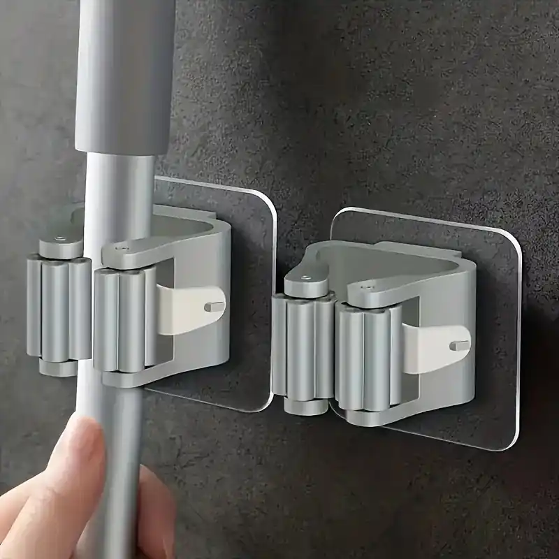 2pcs Wallmounted Mop Broom Holder Adhesive Household Storage Rack