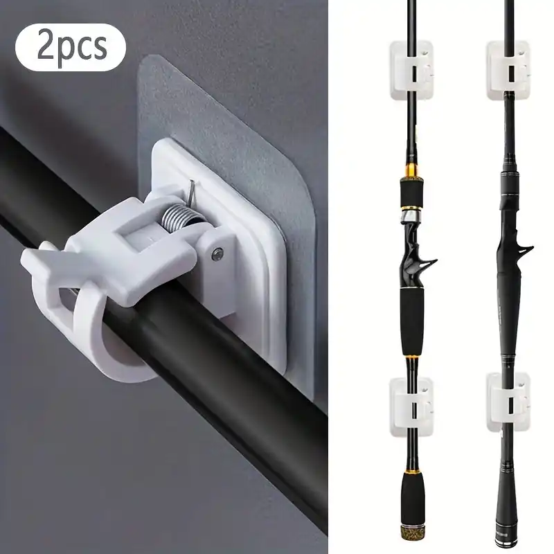 2pcs Punchfree Selfadhesive Fishing Rod Holders Secure Pole Racks