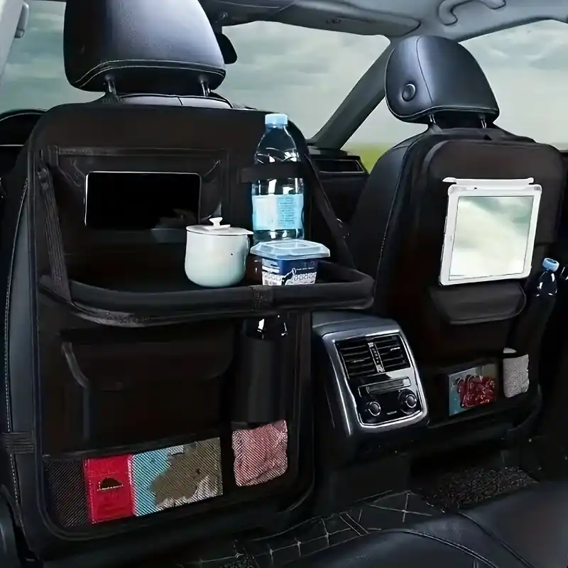 Multifunctional Car Back Seat Organizer With Kick Mats Laptop Tray