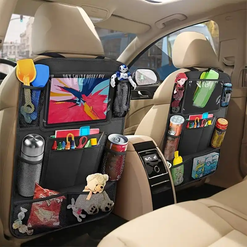 Car Backseat Organizer With Table Storage Pocket Seat Protector Travel Essential
