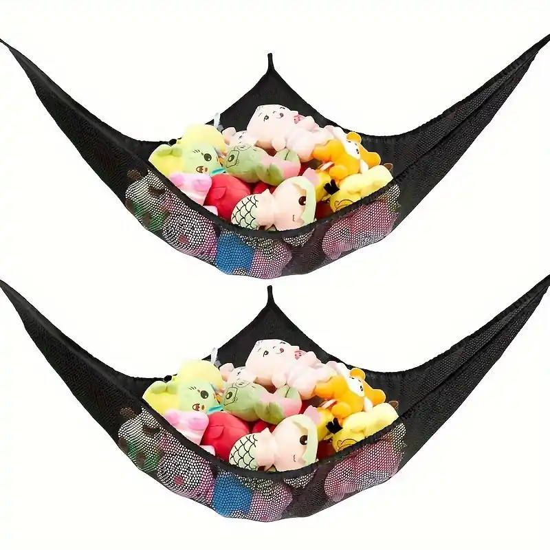Jumbo Black Toy Hammock Stylish Spacesaving Organizer For Stuffed Animals