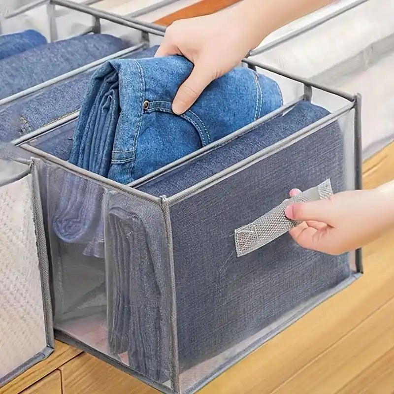 7grid Grey Wardrobe Clothes Organizer With Handle For Jeans Tshirts