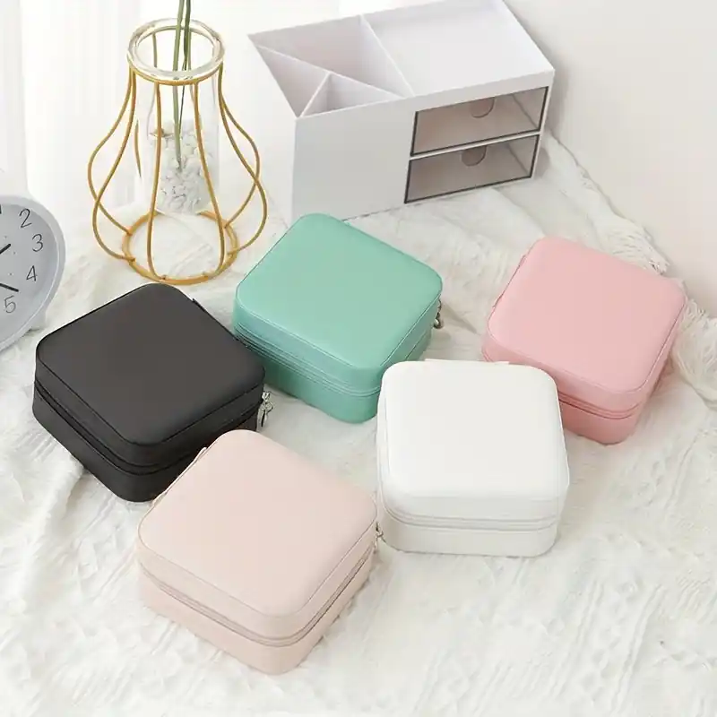 Compact Travel Jewelry Organizer Box Portable Storage For Earrings Rings Necklaces