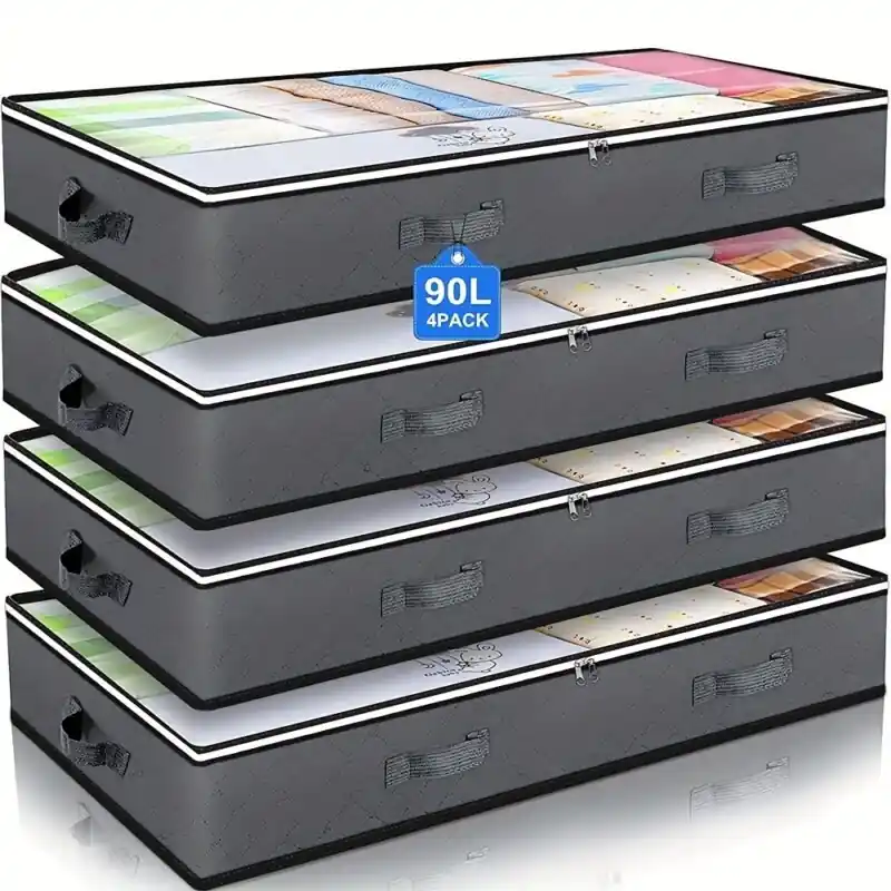 Multipack Under Bed Storage Containers With Clear Window Handles