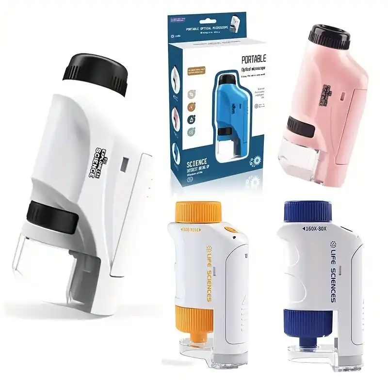 60120x Led Pocket Microscope Kit Kids Hobbyists Science Tool