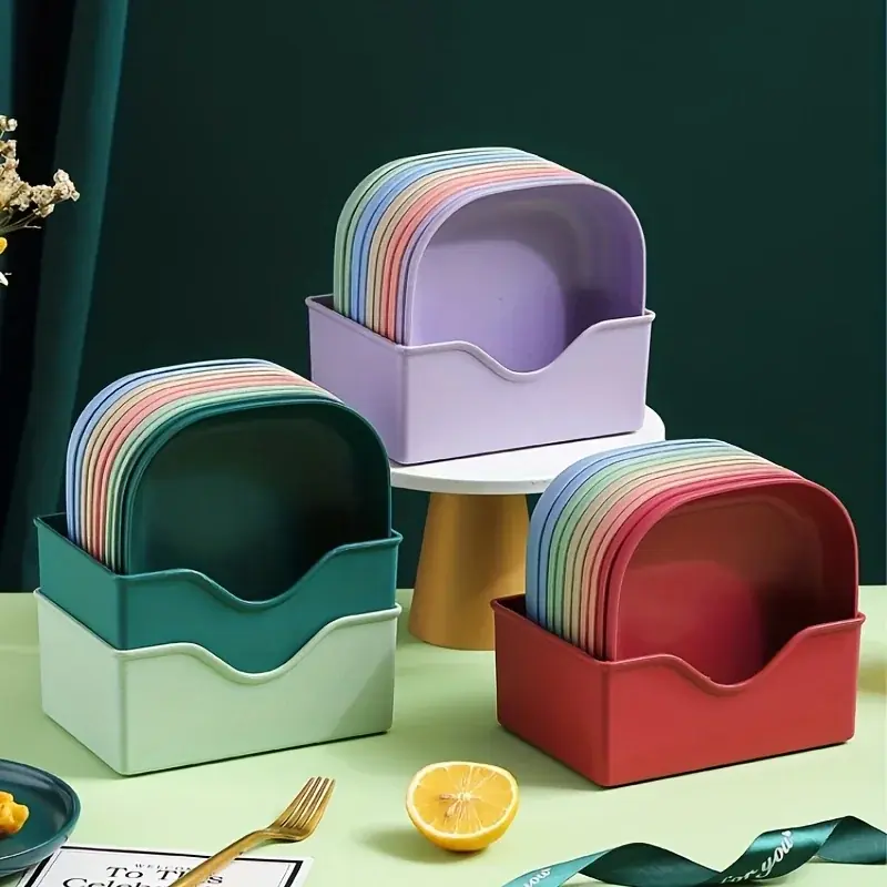 10pcs Plantthemed Reusable Snack Plates Decorative Dishwashersafe Multicolor Set