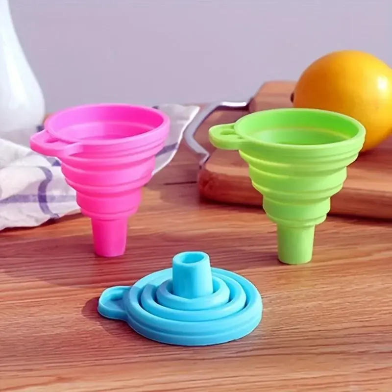 3pack Silicone Collapsible Funnels Spacesaving Kitchen Tools For Liquids Oils