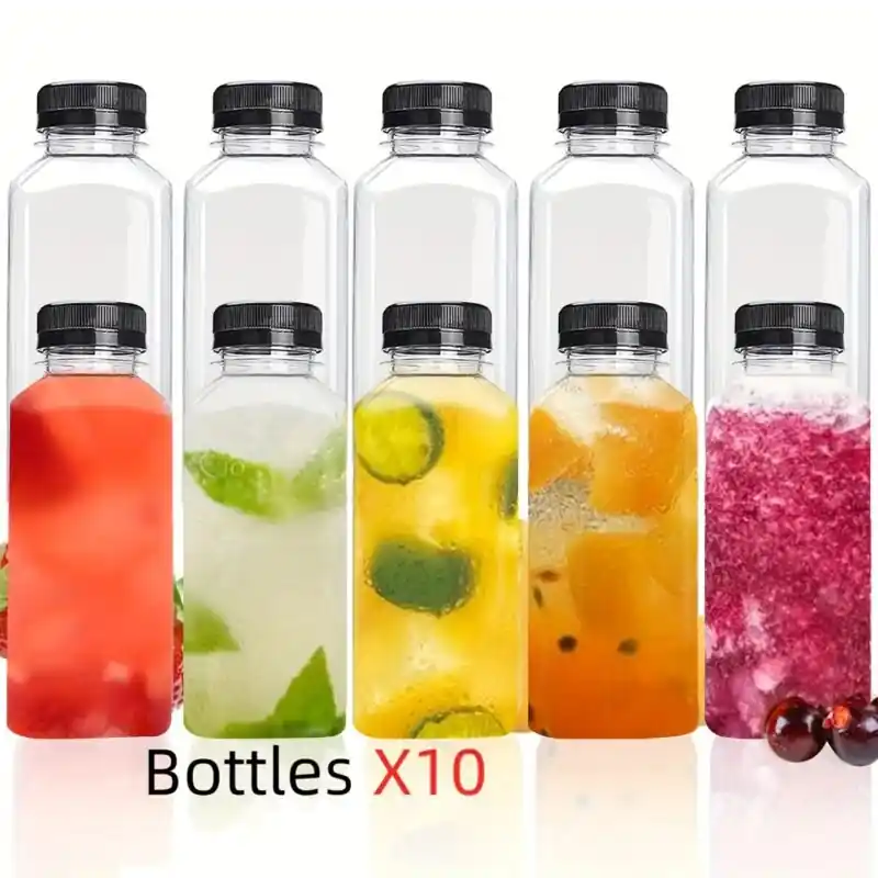 Leakproof Recyclable Plastic Juice Bottles With Black Tamper Evident Lids