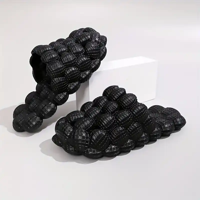 Womens Nonslip Closed Toe Massage Bubble Slides For Indoor Outdoor