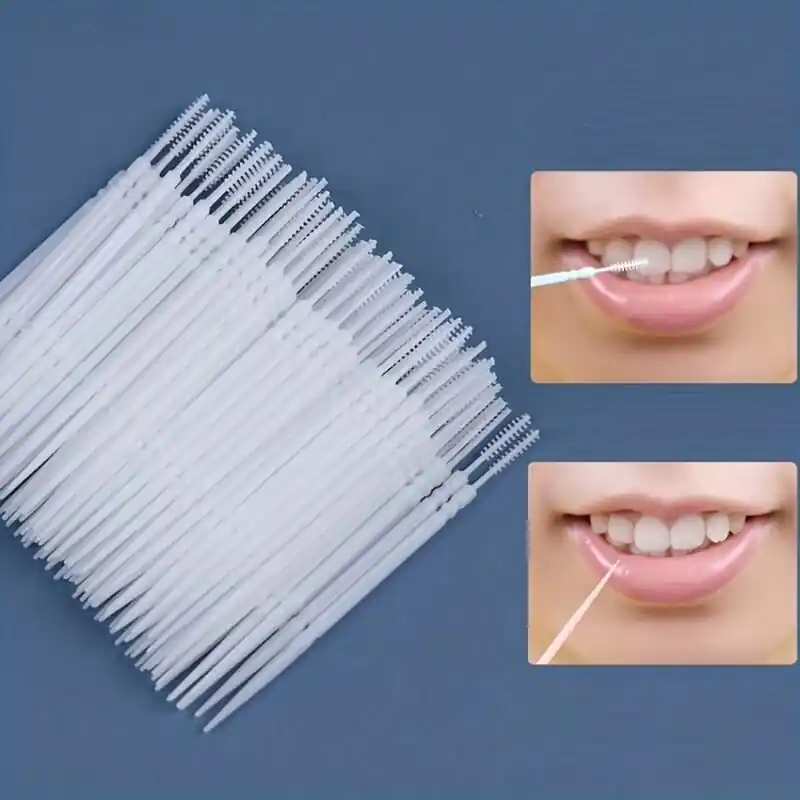 100 Pcs Doublehead Interdental Brush For Teeth Cleaning And Oral Care