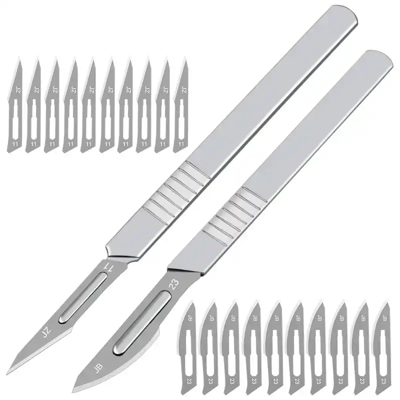 Precision Carbon Steel Scalpel Set 1 Handle 10 Spear Point Blades