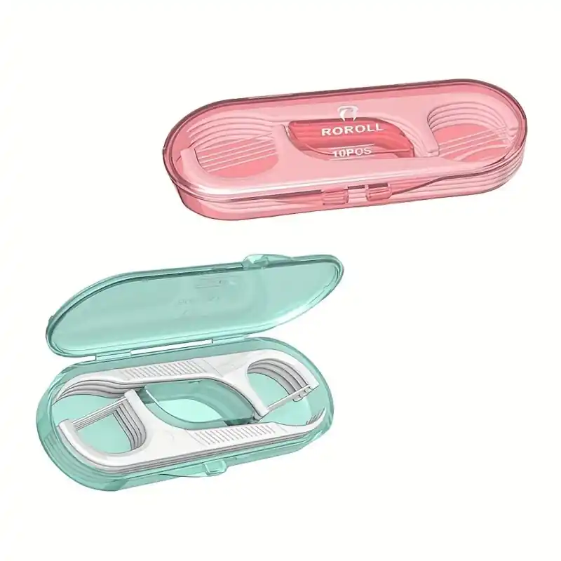 2pcs Professional Dental Floss Pick Dispenser With Travel Case For Teeth Cleaning